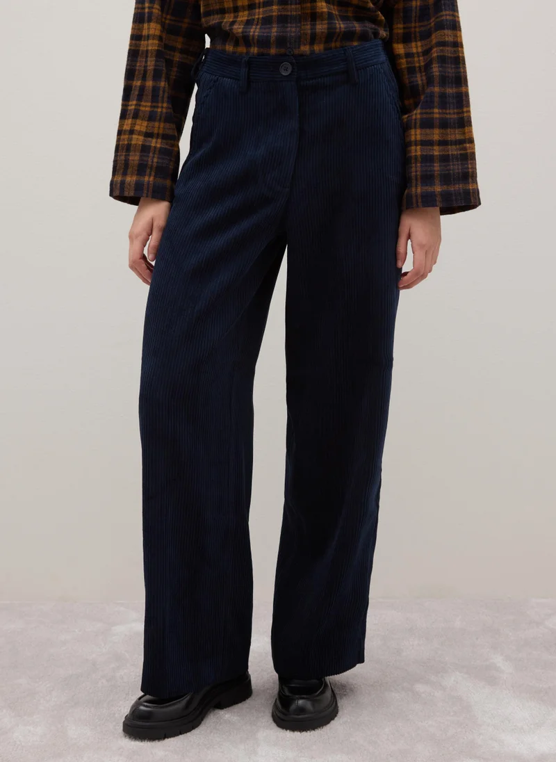 او في اس OVS Blue Ribbed Regular Fit Stretch Fabric Trousers